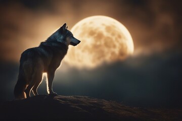 wolf howling at night