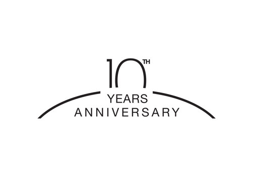 10th anniversary emblem. Ten years anniversary celebration symbol