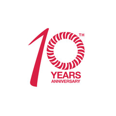 10th anniversary emblem. Ten years anniversary celebration symbol