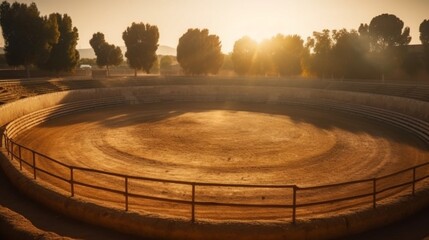 Fototapeta premium Rural Spanish pueblo bullring AI generative