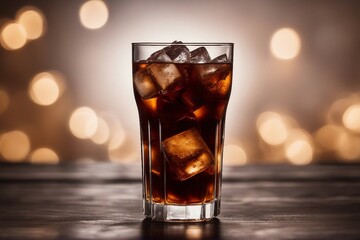 glass of cola with ice cool, coke, bar - obrazy, fototapety, plakaty