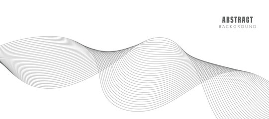 Abstract wave element for design. Digital frequency track equalizer. Stylized line art background. Vector illustration. Wave with lines created using blend tool. Curved wavy line, smooth stripe.