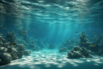 Naklejka na ściany i meble underwater scene with reef and diver