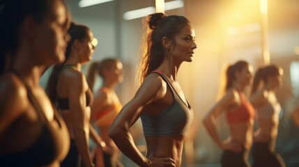 Woman and Friends Engaging in an Energetic Fitness Class for Fun and Health, Active Lifestyle Together