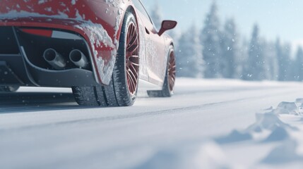 High-End Car Gracing the Scenic Snowy Landscape with Elegance and Performance: Luxury in Winter