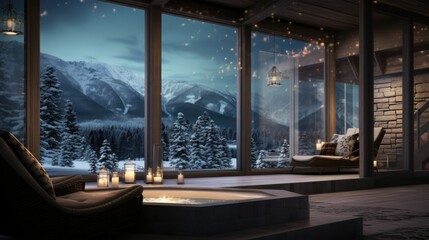 Luxurious Spa Retreat with Breathtaking Snowfall Views for Ultimate Relaxation: Winter Serenity