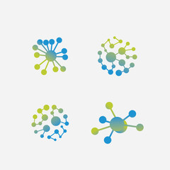 Collection of technology connection with abstract dot, molecule and system logo template.