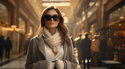 Obraz premium Luxury Lady on a Lavish Shopping Spree, Exploring the Latest in Seasonal Fashion - Chic Winter Retail Therapy