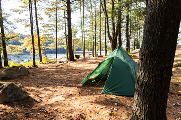 tent in the woods