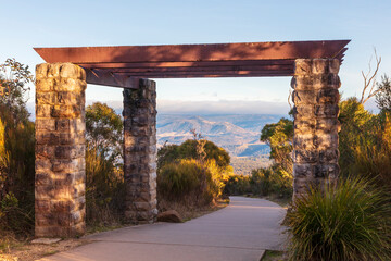 Photograph of the stone Arch Way on the path that leads to Cahills Lookout which overlooks the Megalong Valley in the Blue Mountains in New South Wales in Australia