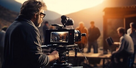 a film director directing a movie scene. Generative AI image