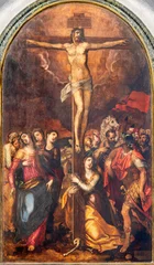 Foto op Plexiglas NAPLES, ITALY - APRIL 23, 2023: The painting of Crucifixion in the church Chiesa di San Giovanni a Carbonara by Marco Pino (1577). © Renáta Sedmáková