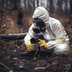 Naklejka premium Scientific police at a crime scene.