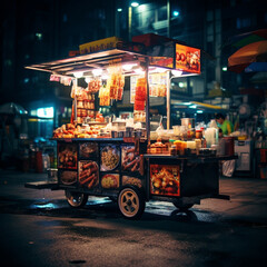 Food stall in the city. - obrazy, fototapety, plakaty