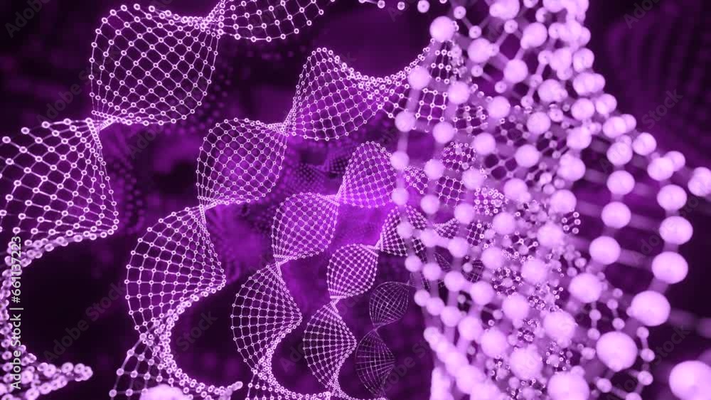 Aufkleber abstract spinning many dna spirals of many tiny dots. design. concept of science.