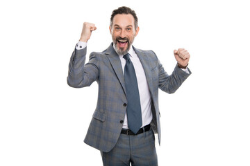 Successful boss man. Successful business. Business executive man. professional businessman in studio. Business success. Business manager in suit isolated on white. Mature businessman dealing