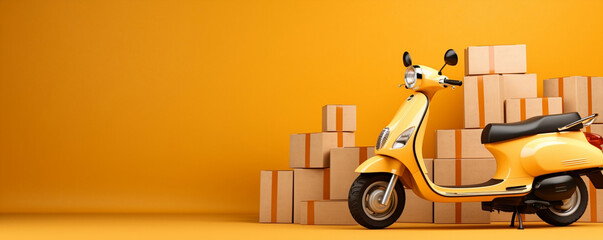 Transportation deliver fast scooter motorcycle food delivery moped bike box service courier