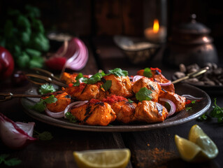 Chicken Tikka in a rustic kitchen