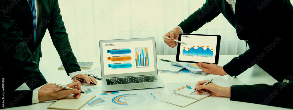 Poster business data dashboard analysis by computer software . investment application display business sale