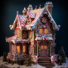 Decorated gingerbread house, a holiday masterpiece