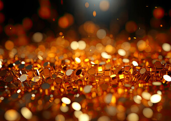 abstract holiday background with blurred golden particles