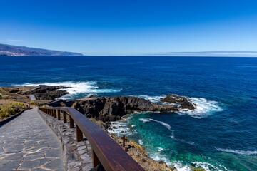 Rocky coast of El Sauzal in Tenerife in Spain landscape of the Canary Islands