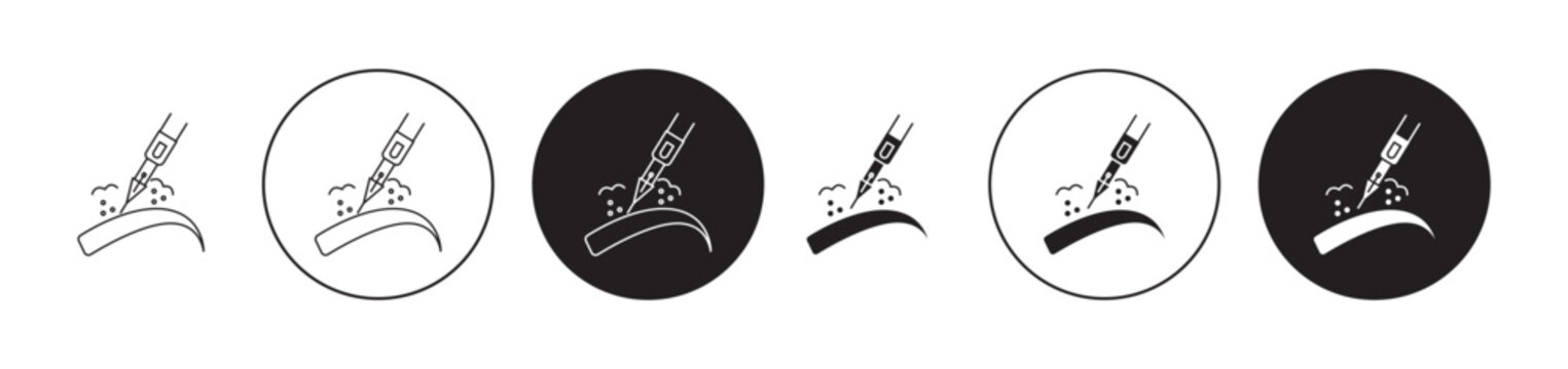 Powder brows line icon set. Tattoo removal icon in black color for ui designs.