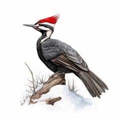Obraz premium Pileated woodpecker bird isolated on white background.