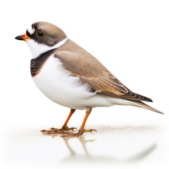 Semipalmated plover bird isolated on white background.