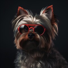 yorkshire terrier with glasses	