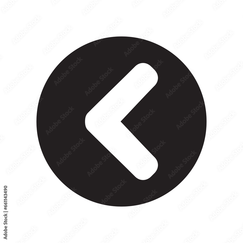 Poster left arrow icon vector. prev logo design. left arrow vector icon illustration in circle isolated on 