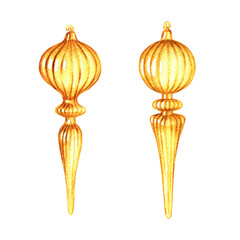 Modern Christmas decorations, Watercolor illustrations