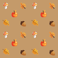 autumn season set item pattern background draw paint cute cartoon design