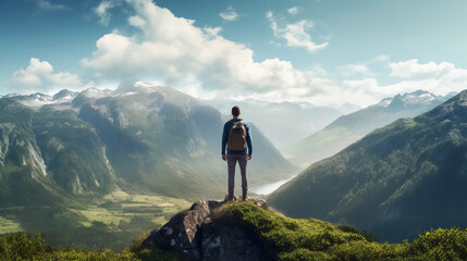 person on top of the mountain