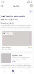 Fototapeta premium Winter Travel, Trips and Tours and Mountain Hotel Booking Mobile App Ui Kit Template