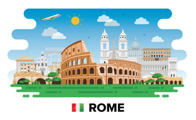 Obraz na płótnie Canvas Rome, Italy. Modern buildings and city sights. Vector illustration
