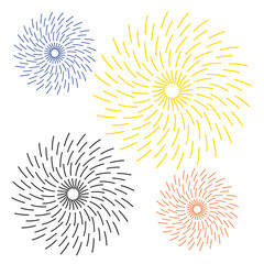 Awesome fireworks explosion vector cartoon set. fireworks mascot icon set