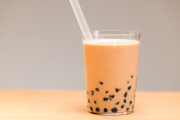 Glass of bubble milk tea