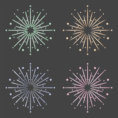 Flat vector design fireworks explosion cartoon element set. fireworks mascot icon set