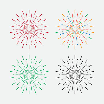 Cute design vector fireworks element illustration. fireworks mascot icon set
