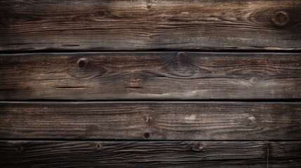 Fototapeta premium Weathered rustic charm: An old, dark wooden texture creates a grunge and vintage backdrop for your designs, perfect for long banners and panoramas