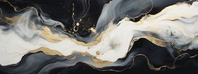 Gold abstract black marble background art paint pattern ink texture watercolor white fluid wall. Abstract liquid gold design luxury wallpaper nature black brush oil modern paper splash painting water. - obrazy, fototapety, plakaty