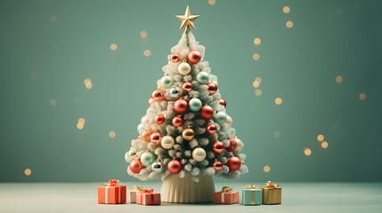 Beautiful Christmas tree decorated with ornaments