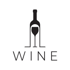 Wine logo with wine glasses and bottles.for night clubs,bars,cafe and wine shops.