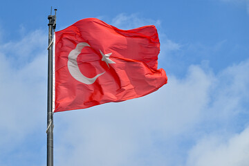 turkish flag on the wind