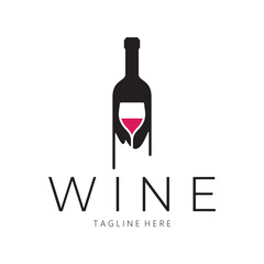 Wine logo with wine glasses and bottles.for night clubs,bars,cafe and wine shops.