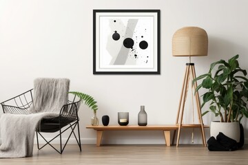 Modern home poster frame in Scandinavian style. Generative AI