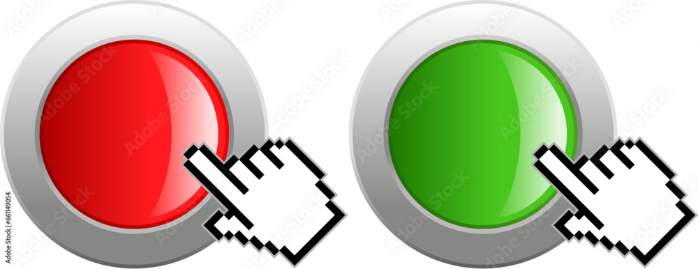 Canvas Prints red and green blank web buttons, click here template