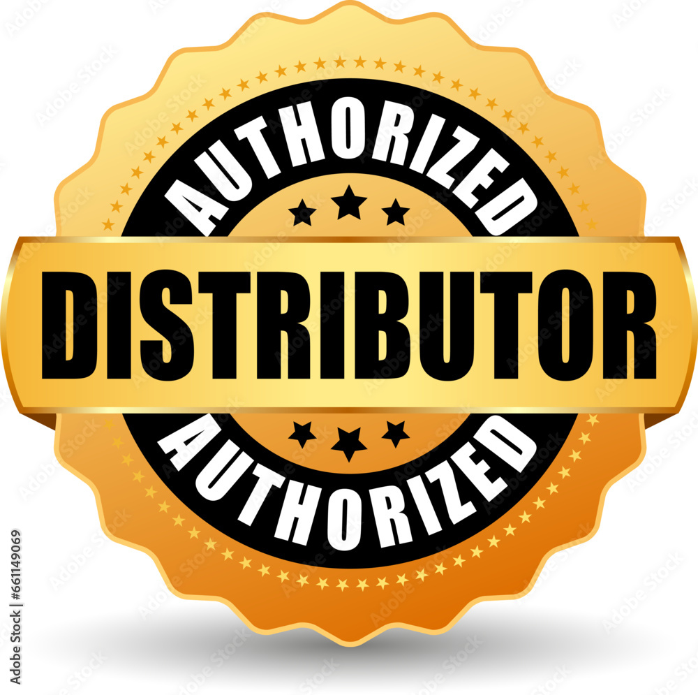 Poster authorized distributor gold vector icon