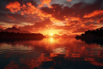 sunset over the sea, Generative AI